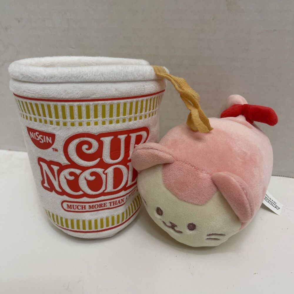 Kawaii 6” Anirollz x Nissin Cup noodle Kittiroll Plush Soft Squishy Stuffed Toy